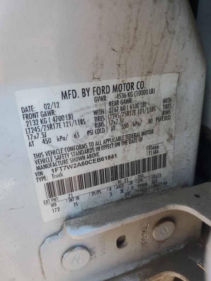 Photo 11 VIN: 1FT7W2A60CEB61841 - FORD F250 