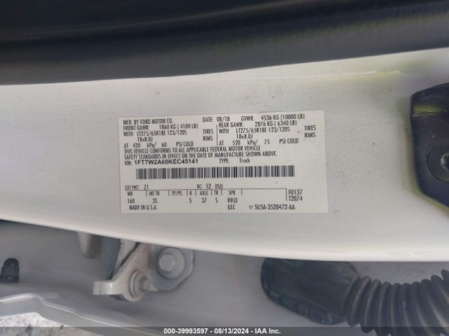 Photo 8 VIN: 1FT7W2A60KEC45141 - FORD F-250 