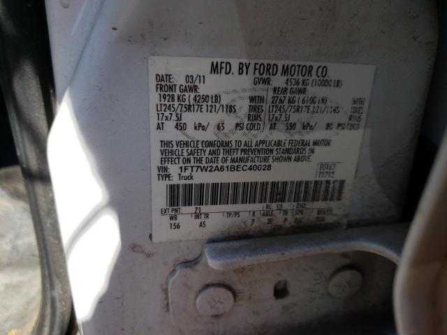 Photo 9 VIN: 1FT7W2A61BEC40028 - FORD F250 SUPER 