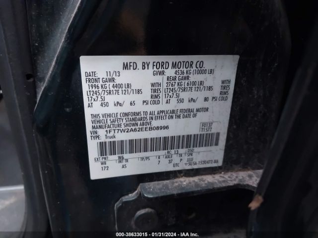 Photo 8 VIN: 1FT7W2A62EEB08996 - FORD F-250 