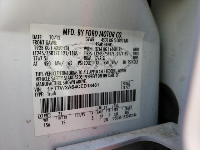 Photo 9 VIN: 1FT7W2A64CED18481 - FORD F250 SUPER 