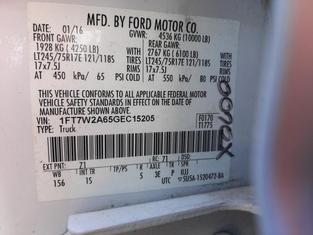 Photo 9 VIN: 1FT7W2A65GEC15205 - FORD F250 SUPER 