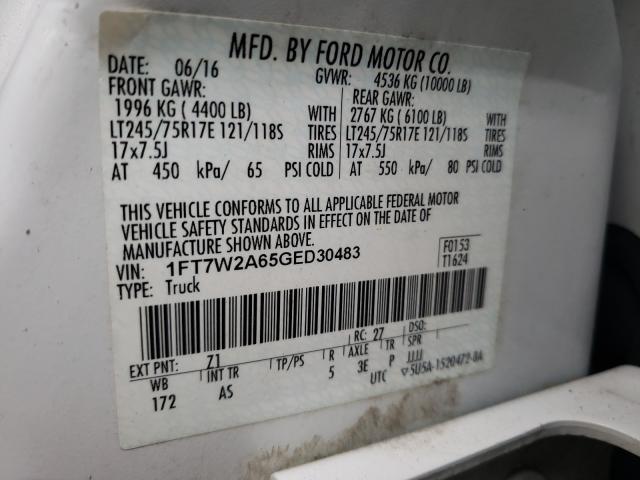 Photo 9 VIN: 1FT7W2A65GED30483 - FORD F250 SUPER 