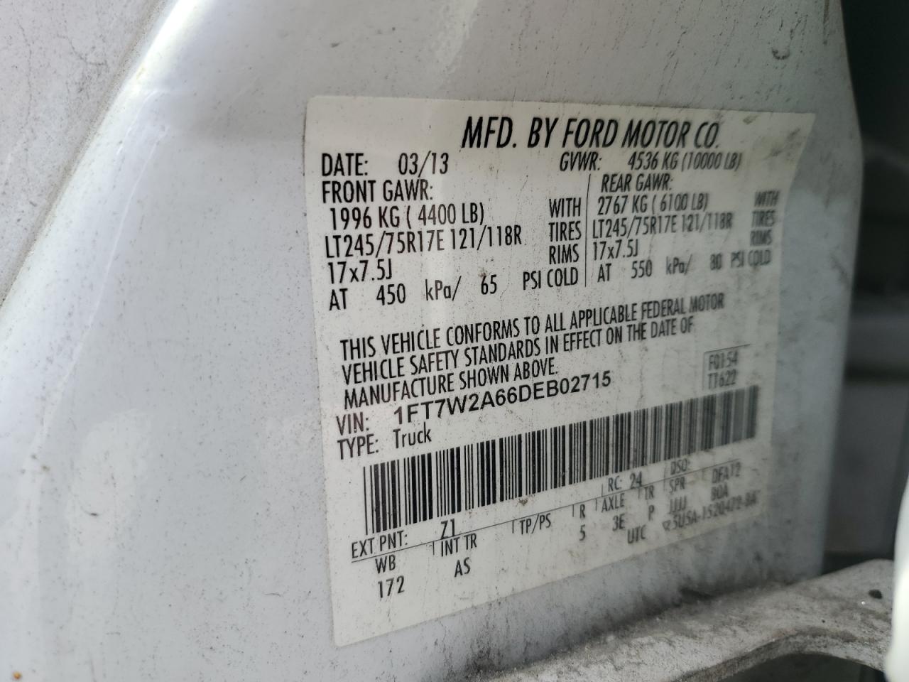 Photo 11 VIN: 1FT7W2A66DEB02715 - FORD F250 