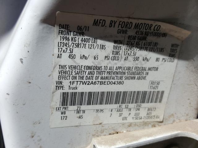 Photo 9 VIN: 1FT7W2A67BED04380 - FORD F250 SUPER 