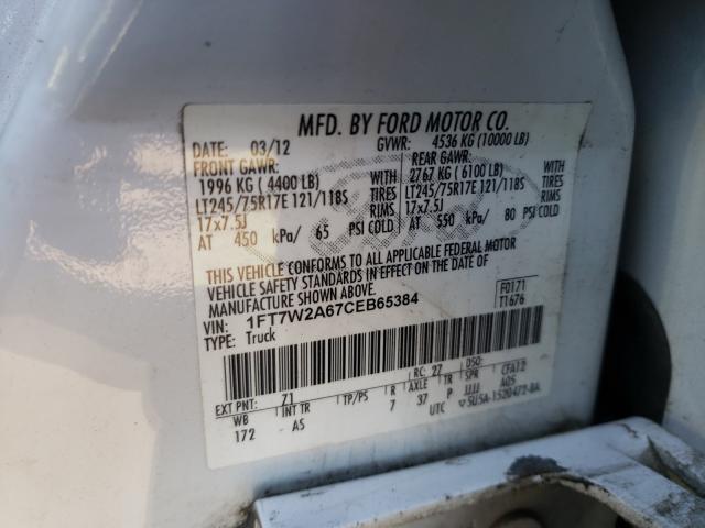 Photo 9 VIN: 1FT7W2A67CEB65384 - FORD F250 SUPER 