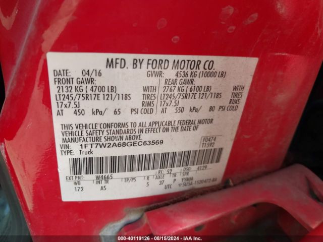 Photo 8 VIN: 1FT7W2A68GEC63569 - FORD F-250 