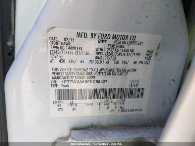 Photo 8 VIN: 1FT7W2A69FEC86437 - FORD F-250 