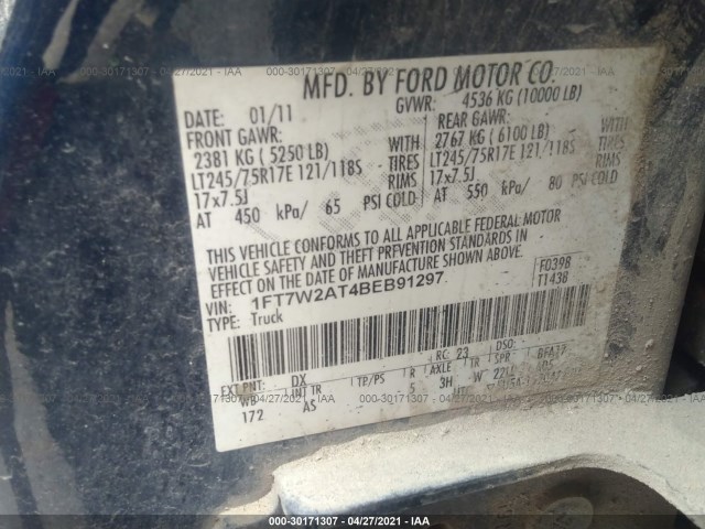 Photo 8 VIN: 1FT7W2AT4BEB91297 - FORD F250 