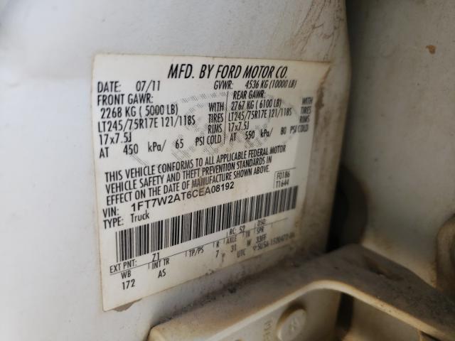 Photo 9 VIN: 1FT7W2AT6CEA08192 - FORD F250 SUPER 