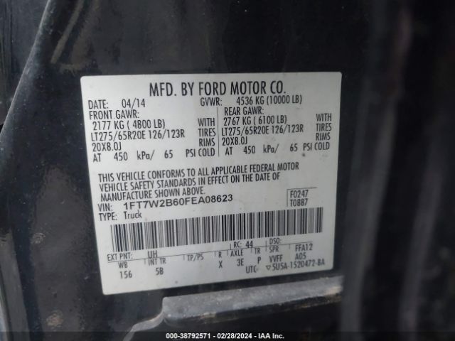 Photo 8 VIN: 1FT7W2B60FEA08623 - FORD F-250 