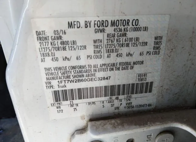 Photo 8 VIN: 1FT7W2B60GEC32847 - FORD SUPER DUTY F-250 SRW 