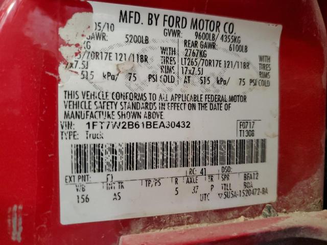 Photo 11 VIN: 1FT7W2B61BEA30432 - FORD F250 SUPER 