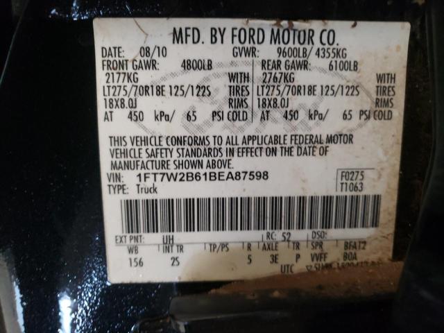 Photo 9 VIN: 1FT7W2B61BEA87598 - FORD F250 SUPER 