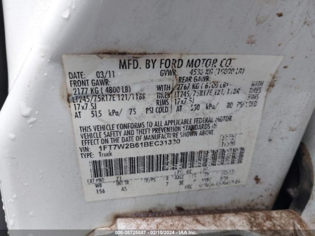 Photo 8 VIN: 1FT7W2B61BEC31330 - FORD F-250 