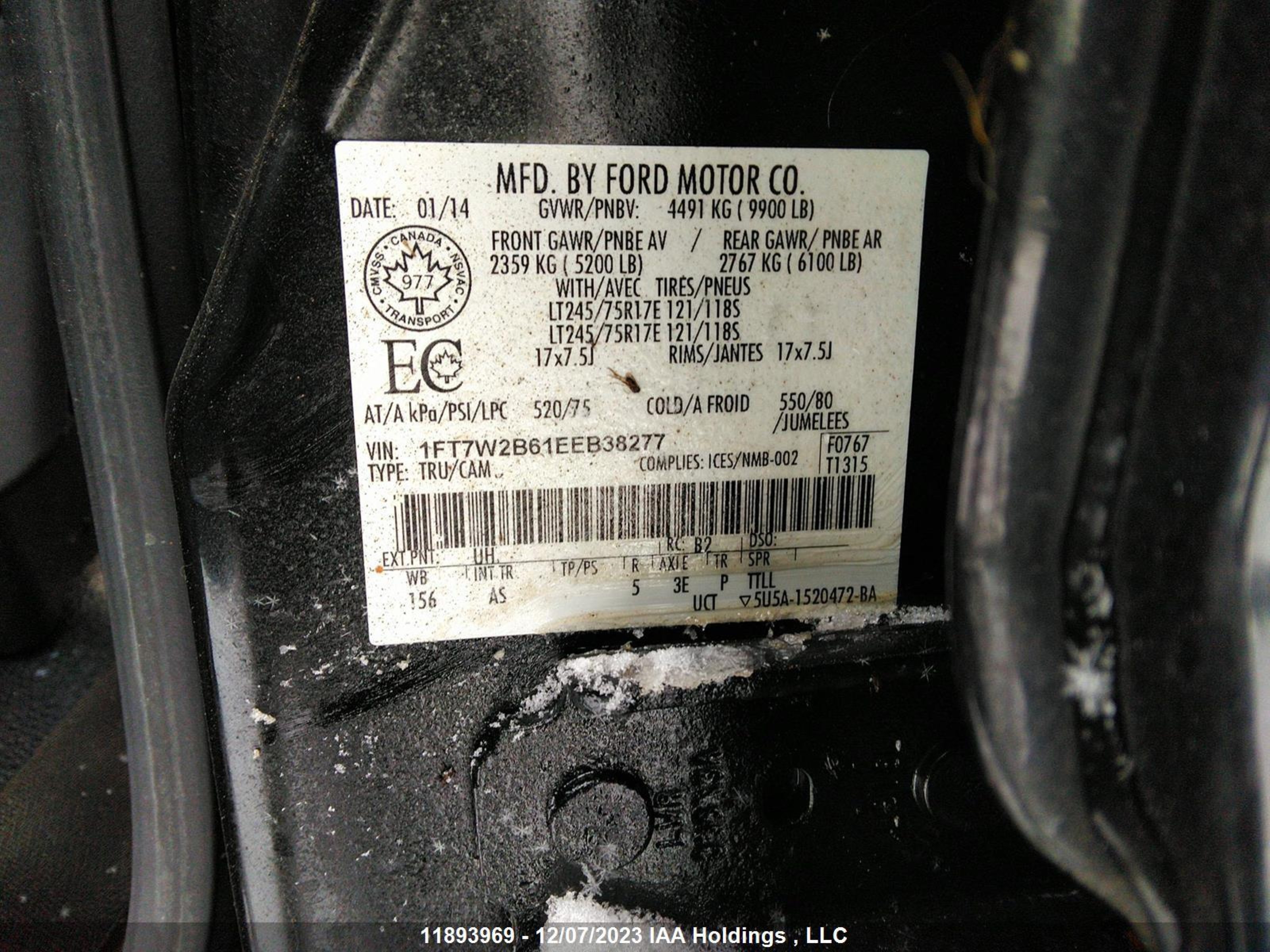 Photo 8 VIN: 1FT7W2B61EEB38277 - FORD F250 