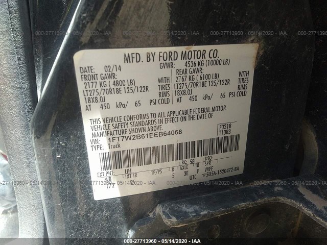 Photo 8 VIN: 1FT7W2B61EEB64068 - FORD SUPER DUTY F-250 SRW 