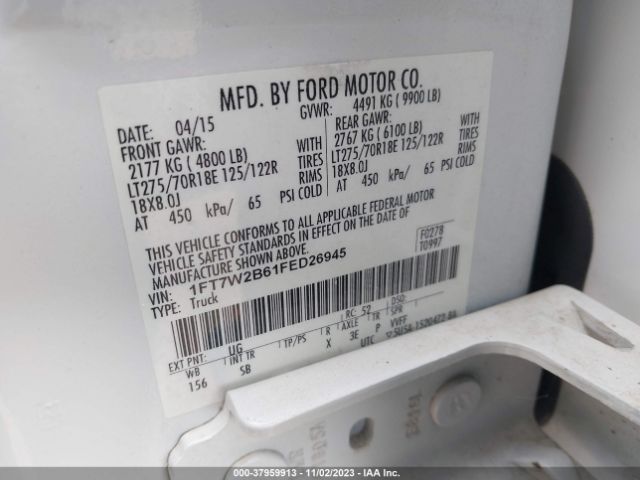 Photo 8 VIN: 1FT7W2B61FED26945 - FORD F-250 