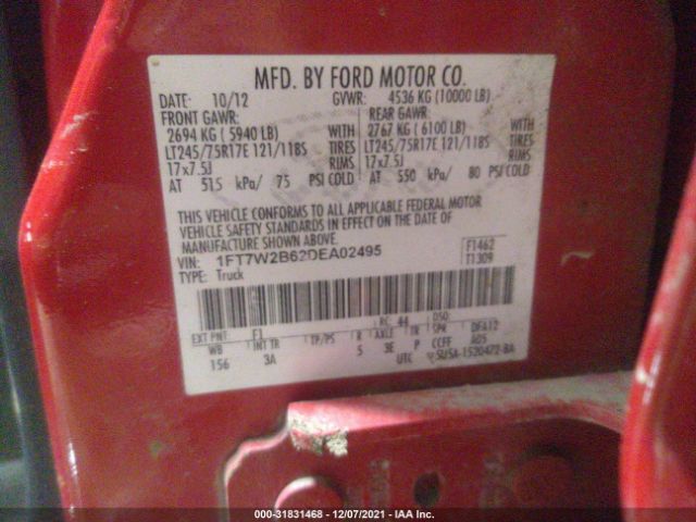 Photo 8 VIN: 1FT7W2B62DEA02495 - FORD SUPER DUTY F-250 SRW 