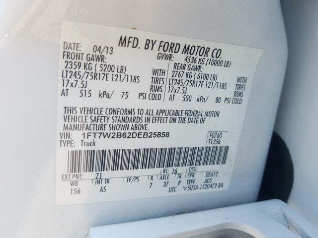 Photo 9 VIN: 1FT7W2B62DEB25858 - FORD F250 SUPER 