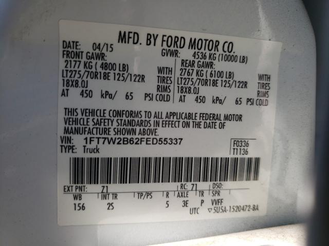 Photo 9 VIN: 1FT7W2B62FED55337 - FORD F-250 