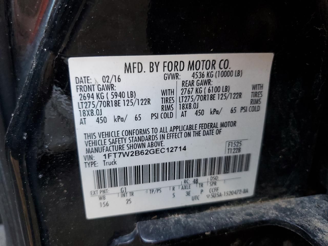 Photo 11 VIN: 1FT7W2B62GEC12714 - FORD F250 