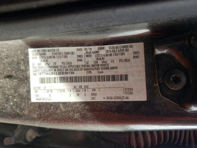 Photo 9 VIN: 1FT7W2B62JEB58130 - FORD F250 SUPER 