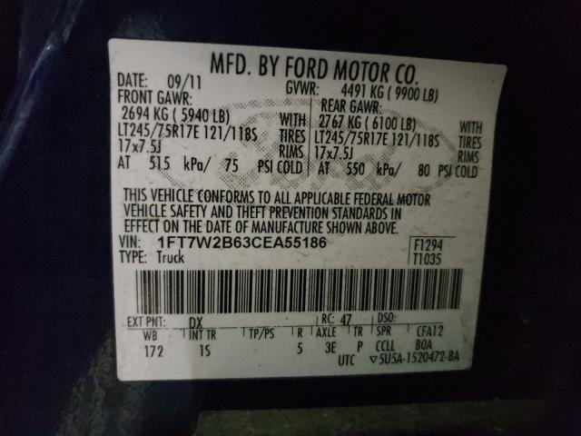 Photo 9 VIN: 1FT7W2B63CEA55186 - FORD F250 SUPER 