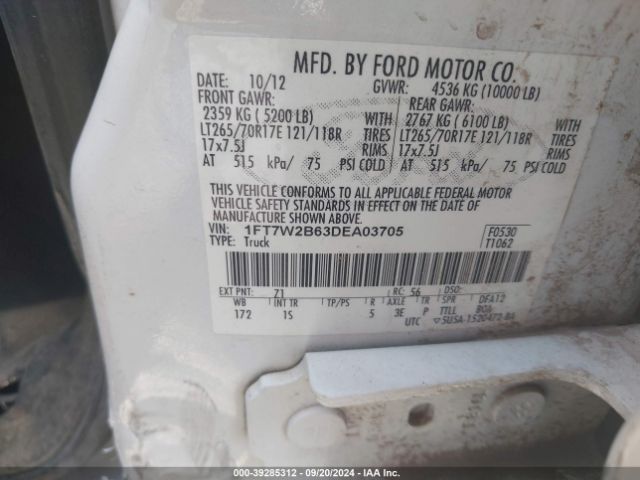 Photo 8 VIN: 1FT7W2B63DEA03705 - FORD F250 