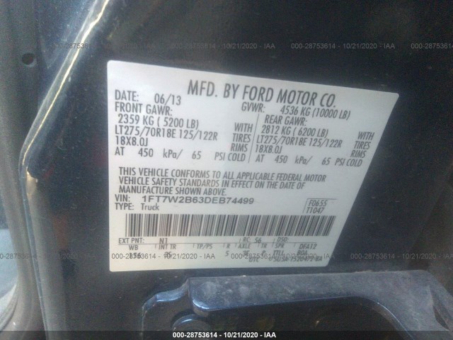 Photo 8 VIN: 1FT7W2B63DEB74499 - FORD SUPER DUTY F-250 SRW 