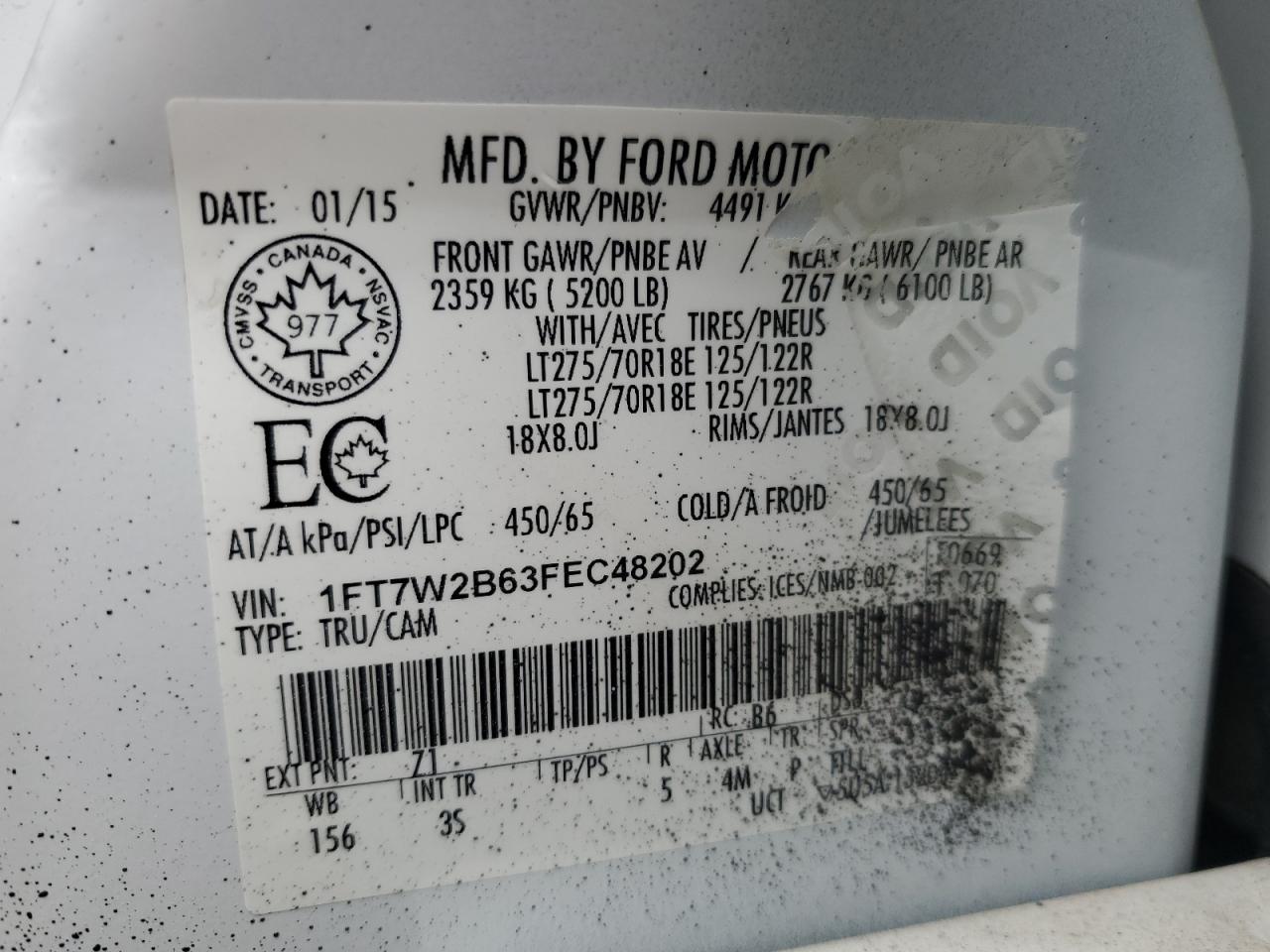 Photo 11 VIN: 1FT7W2B63FEC48202 - FORD F250 