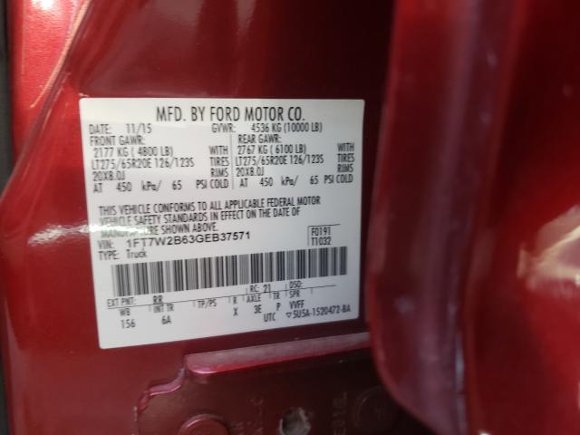 Photo 9 VIN: 1FT7W2B63GEB37571 - FORD F250 SUPER 