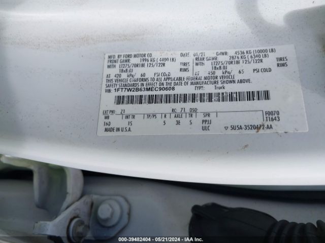 Photo 8 VIN: 1FT7W2B63MEC90608 - FORD F-250 