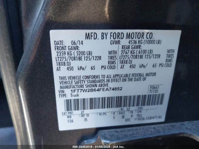 Photo 8 VIN: 1FT7W2B64FEA74852 - FORD F-250 