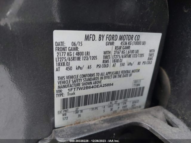 Photo 8 VIN: 1FT7W2B64GEA25894 - FORD F-250 