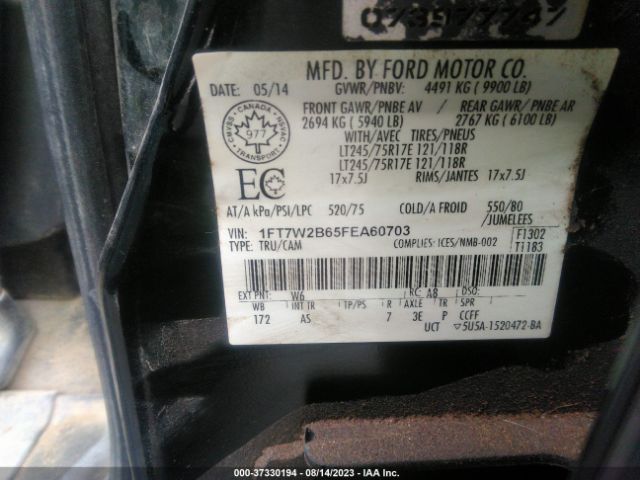 Photo 8 VIN: 1FT7W2B65FEA60703 - FORD F-250 