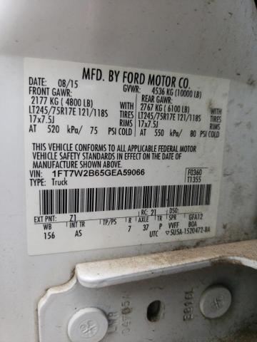 Photo 11 VIN: 1FT7W2B65GEA59066 - FORD F250 SUPER 