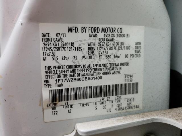 Photo 9 VIN: 1FT7W2B66CEA01400 - FORD F250 SUPER 