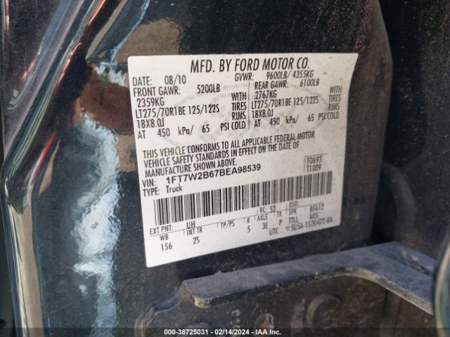 Photo 8 VIN: 1FT7W2B67BEA98539 - FORD F-250 