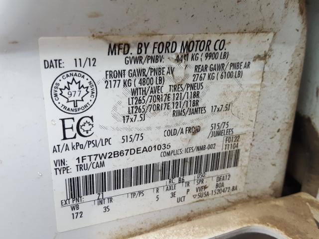 Photo 9 VIN: 1FT7W2B67DEA01035 - FORD F250 SUPER 