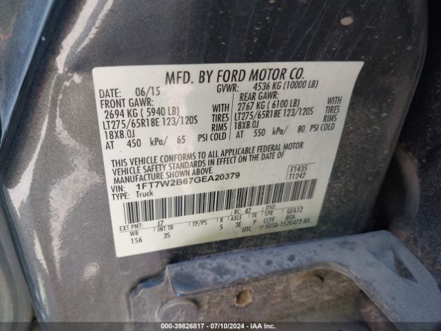 Photo 8 VIN: 1FT7W2B67GEA20379 - FORD F-250 