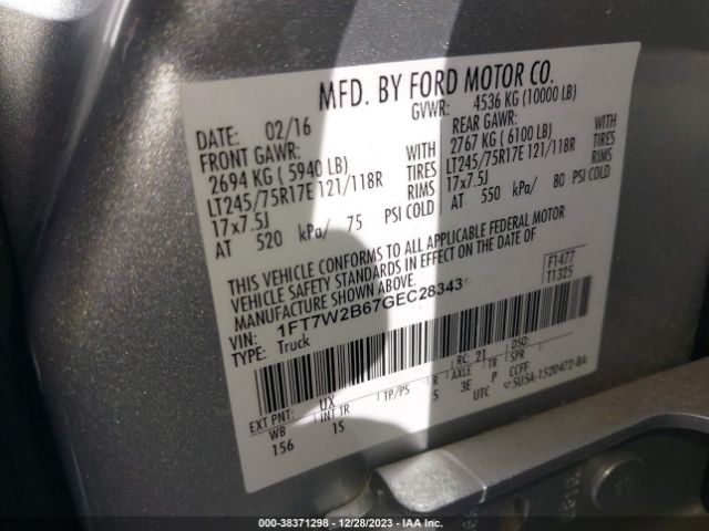 Photo 8 VIN: 1FT7W2B67GEC28343 - FORD F-250 