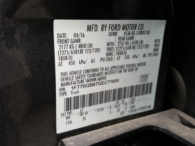 Photo 9 VIN: 1FT7W2B67GEC71600 - FORD SUPER DUTY F-250 SRW 