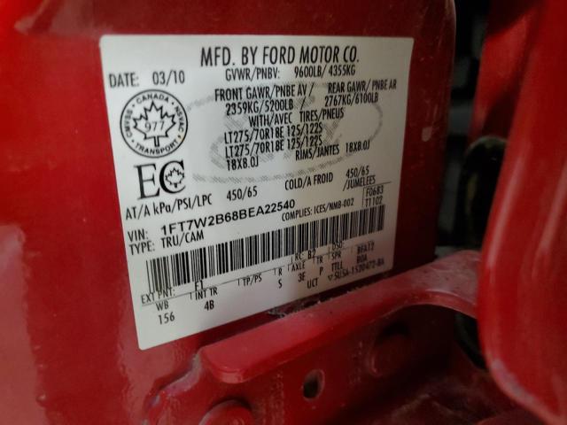 Photo 9 VIN: 1FT7W2B68BEA22540 - FORD F250 SUPER 