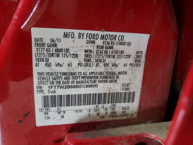 Photo 9 VIN: 1FT7W2B68BEC89600 - FORD F250 SUPER 