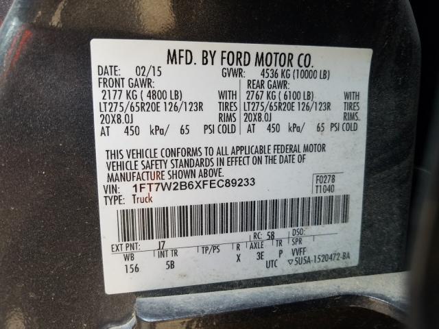 Photo 9 VIN: 1FT7W2B6XFEC89233 - FORD F250 SUPER 