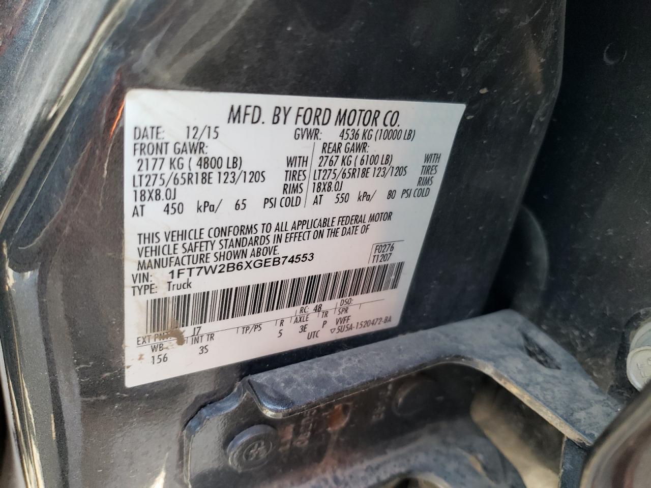 Photo 11 VIN: 1FT7W2B6XGEB74553 - FORD F250 