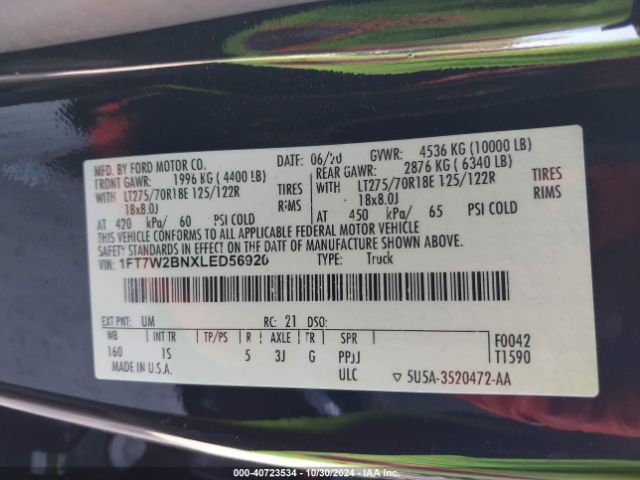 Photo 8 VIN: 1FT7W2BNXLED56920 - FORD F-250 