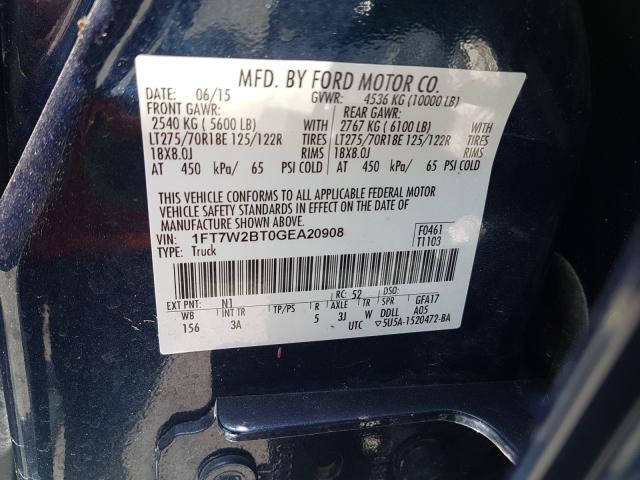 Photo 9 VIN: 1FT7W2BT0GEA20908 - FORD F250 SUPER 