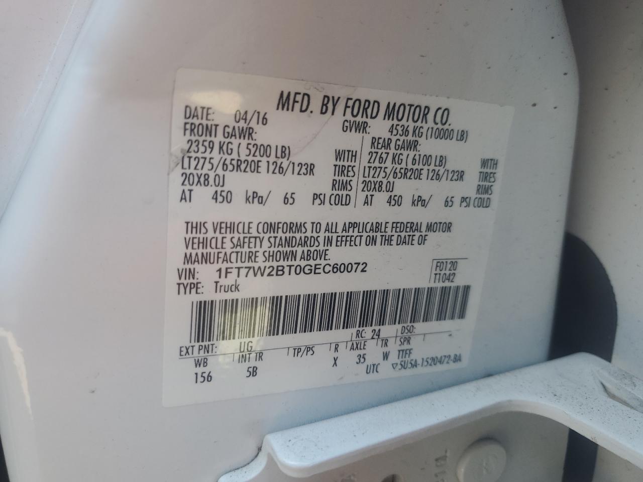 Photo 11 VIN: 1FT7W2BT0GEC60072 - FORD F250 